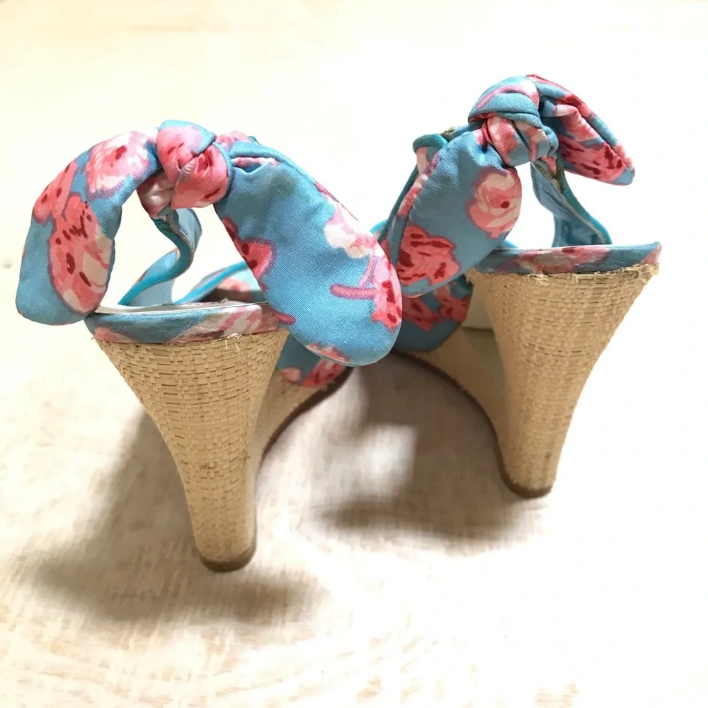 Betsey Johnson Foster Blue Pink Floral Sandals